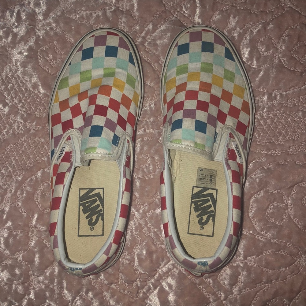 Rainbow checkered vans